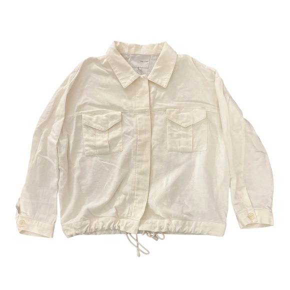 Oak + Fort 100% Cotton Drawstring Cropped Button Down Shirt - Picture 2 of 11
